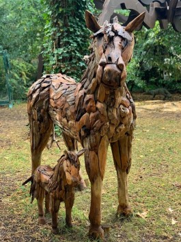 Driftwood Horse and Foal Sculpture at The Sculpture Park