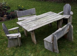 Slab Table, Benches and Chairs