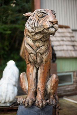 Seated Tiger by Brendan Hesmondhalgh at The Sculpture Park