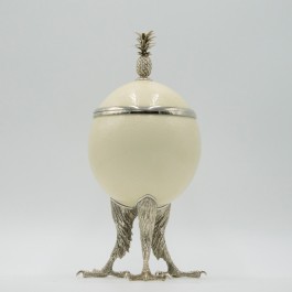 Ostrich Egg & Silvered Eagle Claw Trinket Pot by Anon. Unknown