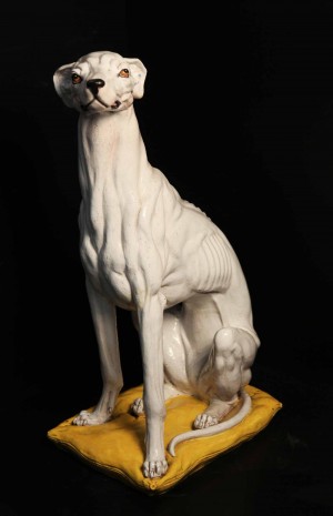 White life size Ceramic Greyhound at The Sculpture Park