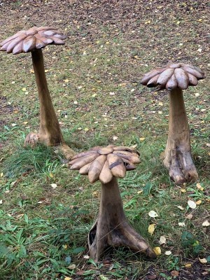 Flowerhead Mushrooms, set of three in varying heights at The Sculpture Park