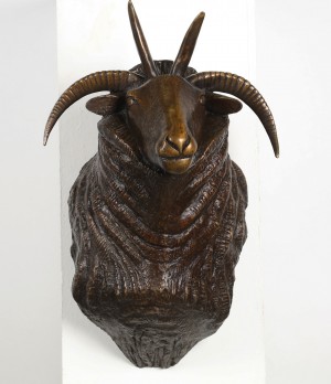 Jacob Ram's Head, wall mounted by Geraldine Knight at the sculpture park