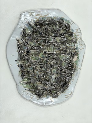 Abstract in Silver and Green by Russell Platt at The Sculpture Park