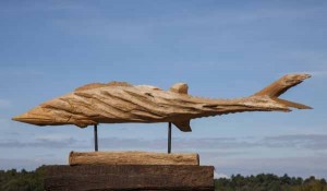 Sturgeon driftwood sculpture at The Sculpture Park