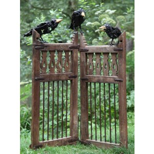 Three Crows on a pair of gates by Olivia Ferrier