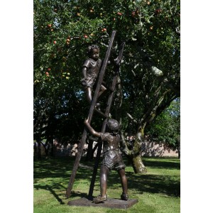 Scrumping, Boys on Ladder by Olwen Gillmore at The Sculpture Park