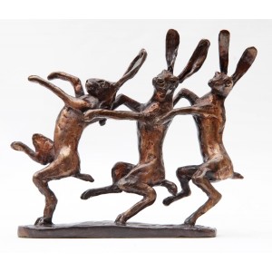 Three dancing Hares by Bob Crutchley 