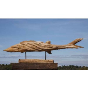 Sturgeon driftwood sculpture at The Sculpture Park
