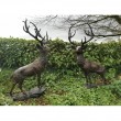 2 Stags standing on Craggy Rock by Anon Unknown at The Sculpture Park