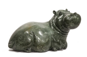 Timothy Rukodzi, Hippopotamus, Opal Stone, Signed, 26cm high, 45cm wide, 25cm deep