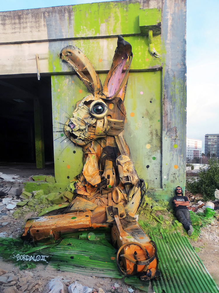 Rabbit by Bordalo II, Eco Art 2019